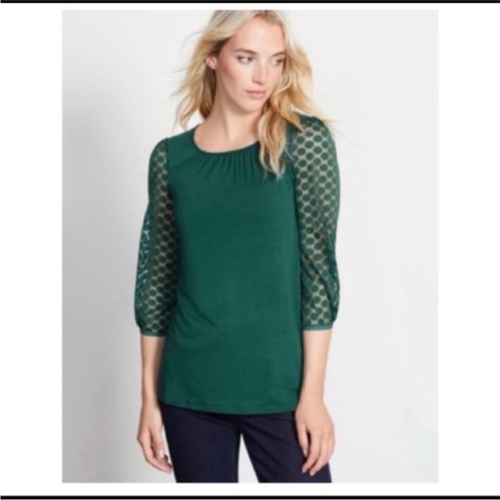 Boden Aurora Blouse with Polka Dot Sleeves